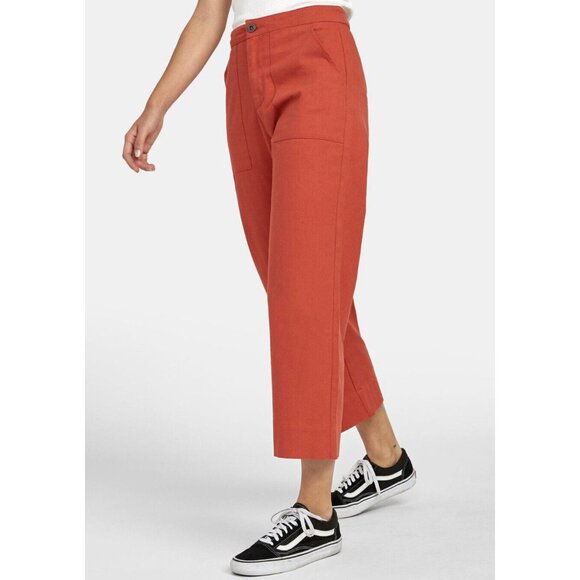 $62 RVCA Women’s Grade Relaxed Crop Leg Trouser Straight Pants Hot Coral Size 26 - Picture 4 of 6